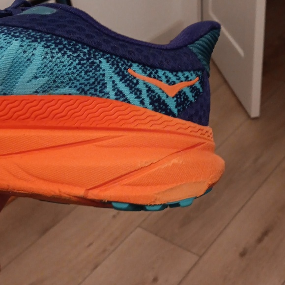 Hoka Us 12 Wide Mens Vibrant Blue and Orange Sneakers - Picture 9 of 9